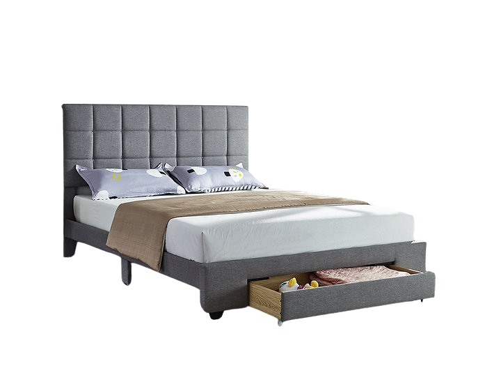 Upholstered Storage Platform Bed Frame with Drawer