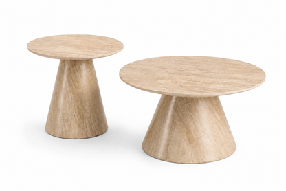 2-Piece Nested Sintered Stone Coffee Table Set – Light Travertine