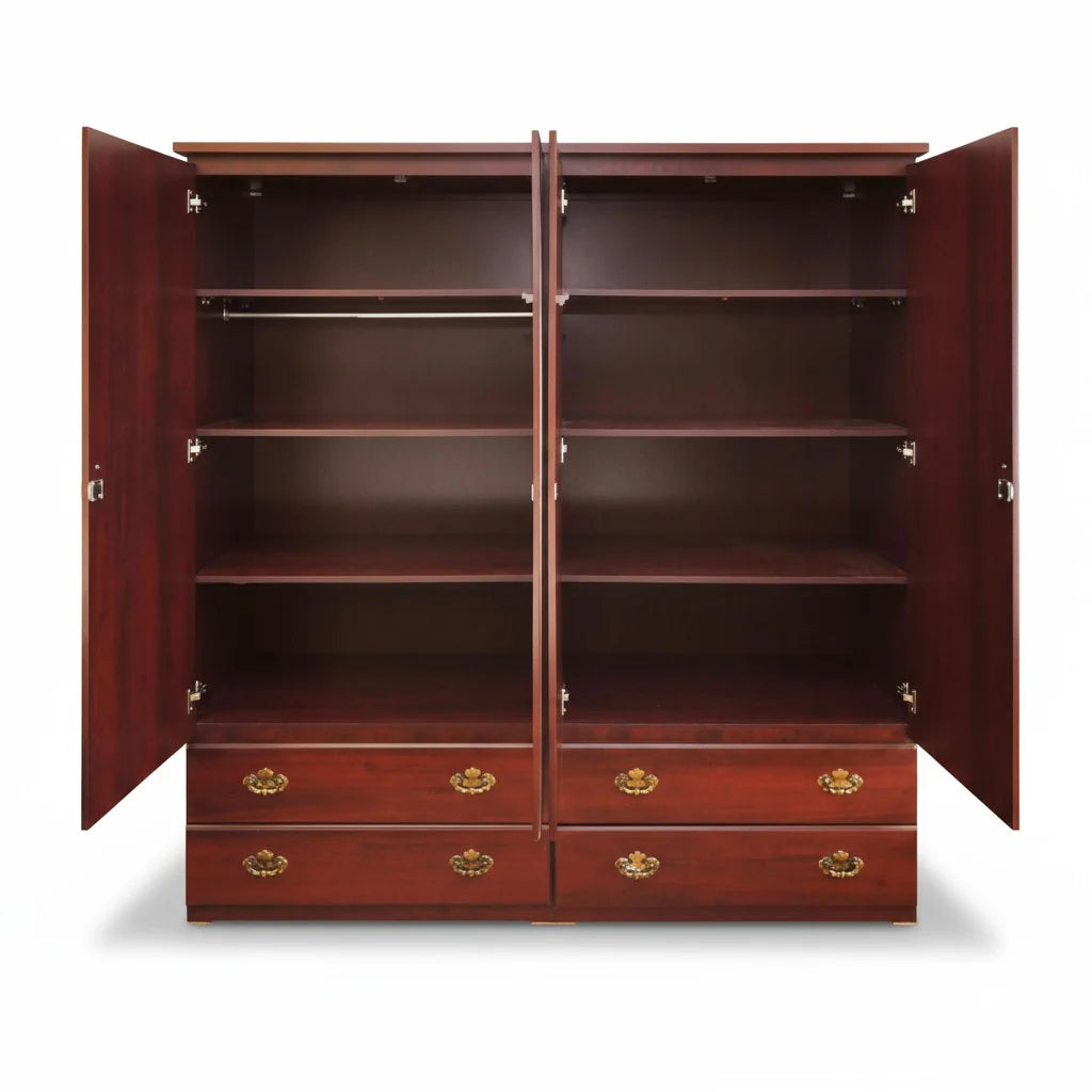 Candian Made Fully Assembled 4 Door Armoire with Drawer
