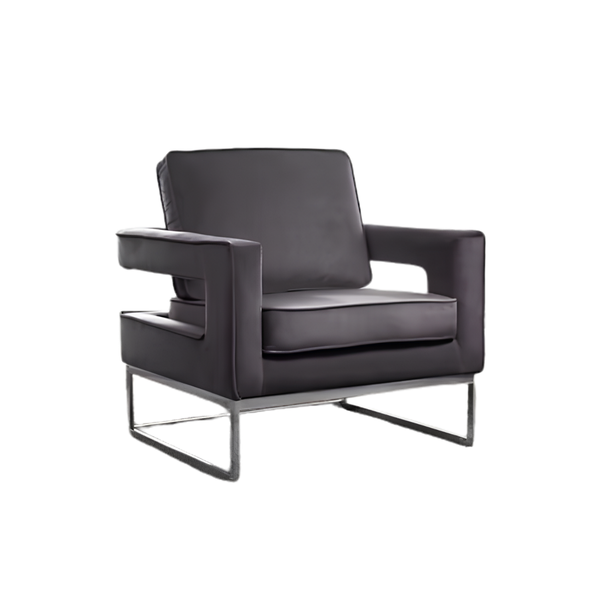 Modern Velvet Accent Chair with Chrome Base,Grey
