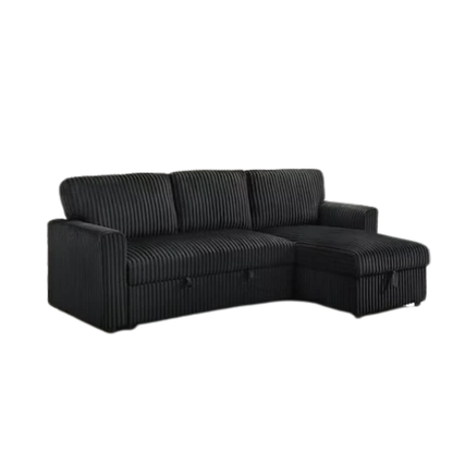 Reversible Sleeper Sectional with Storage Chaise, Fur Corduroy