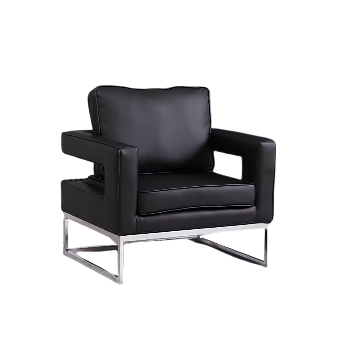 Modern PU Accent Chair with Chrome Base,Black