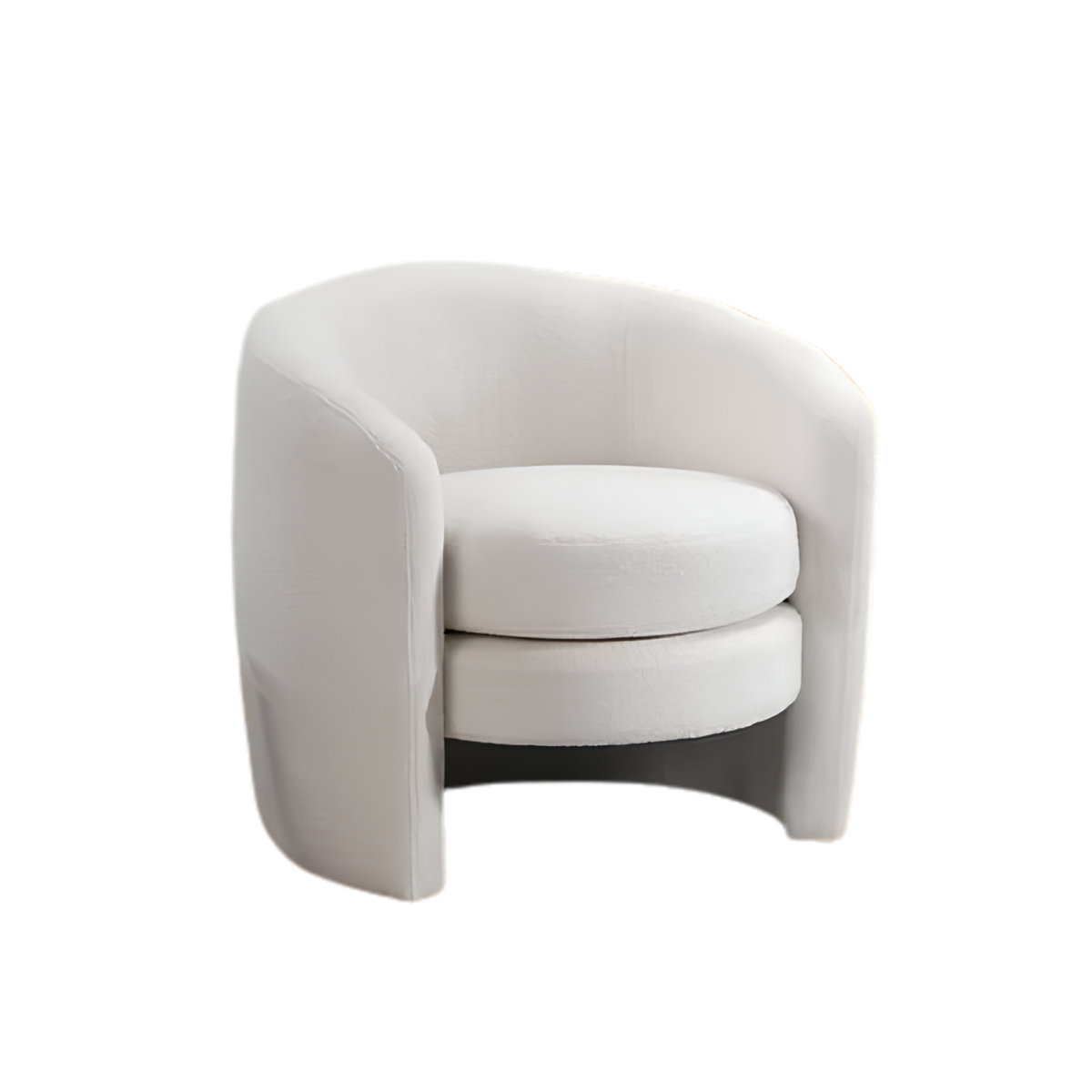 Modern Teddy Bear Barrel Accent Chair,White