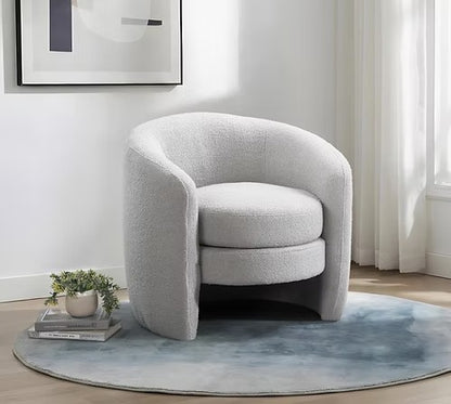 Modern Teddy Bear Barrel Accent Chair,White