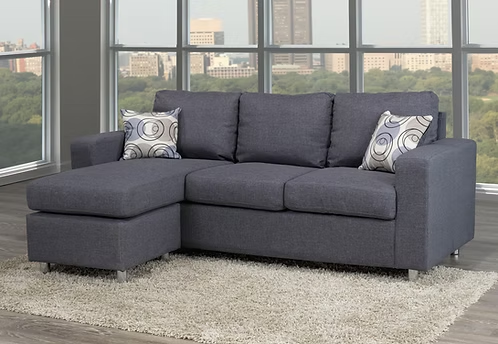 Modern Reversible Chaise Fabric Sectional Sofa,Grey