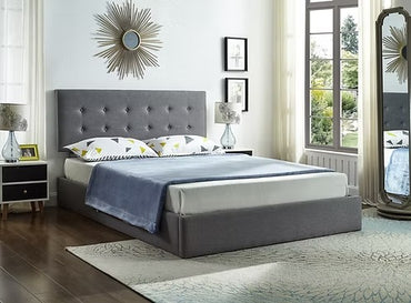 Contemporary Hydraulic Storage Bed with Tufted Headboard,Grey