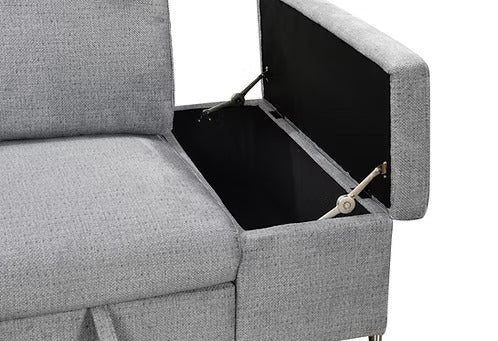 Modern Sleeper Sectional with Storage Chaise,Grey