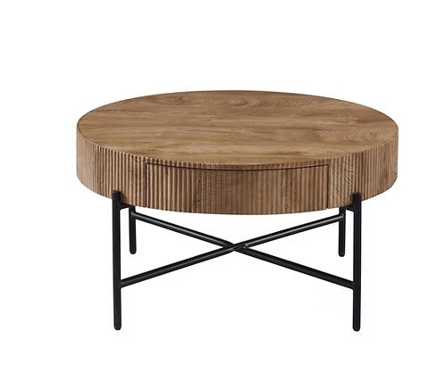 Modern Fluted Round Coffee Table Set