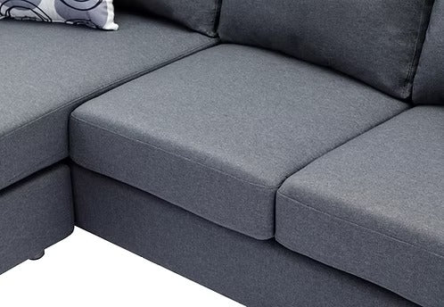 Modern Reversible Chaise Fabric Sectional Sofa,Grey
