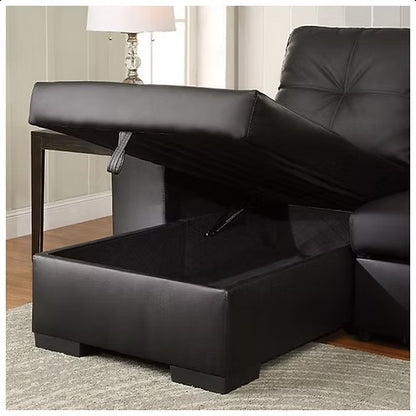 Contemporary Reversible Sectional Sofa Bed, Black