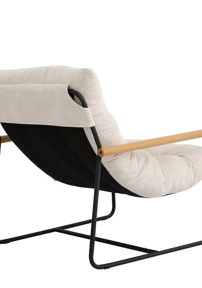 Modern Tufted Accent Chair with Wood Armrests,Beige