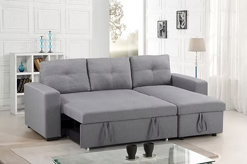 Modern Reversible Chaise Sleeper Sectional,Grey