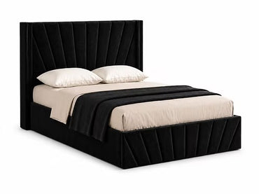51” Wingback Headboard Fan Tufted Lift Up Storage Bed