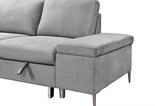 Modern Sleeper Sectional with Storage Chaise,Grey