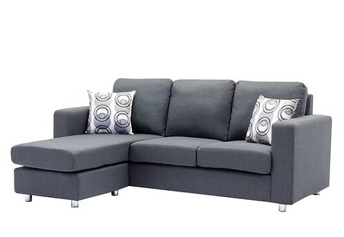 Modern Reversible Chaise Fabric Sectional Sofa,Grey