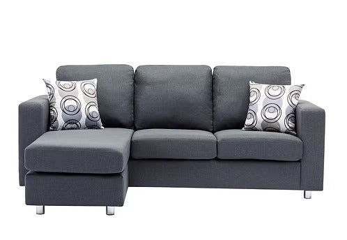 Modern Reversible Chaise Fabric Sectional Sofa,Grey