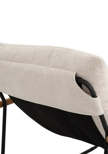 Modern Tufted Accent Chair with Wood Armrests,Beige