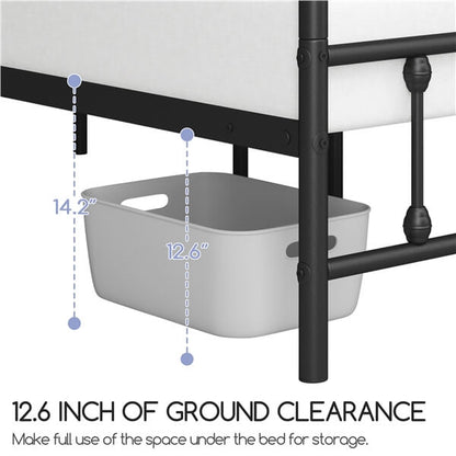 Farmhouse Style Metal Platform Bed Frame, No Box Spring Required