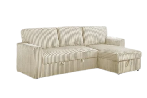 Reversible Sleeper Sectional with Storage Chaise, Fur Corduroy