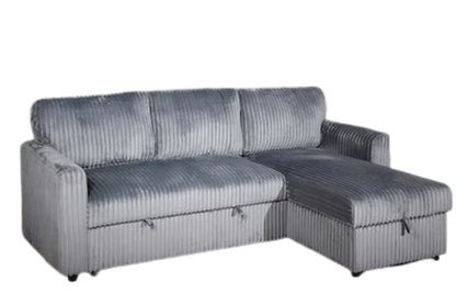 Reversible Sleeper Sectional with Storage Chaise, Fur Corduroy